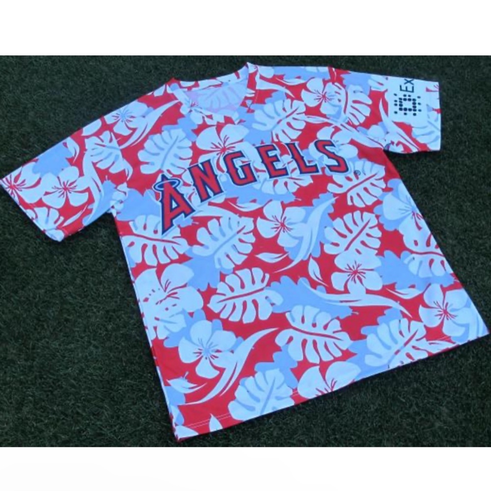Los Angeles Angels Hawaiian V Neck Shirt Sz XL